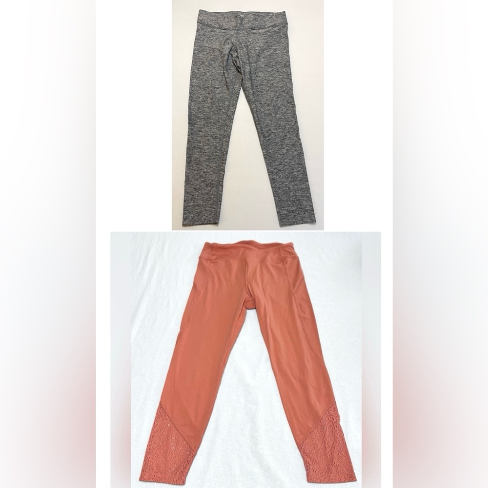 PINK Victoria's Secret Women Leggings SET OF TWO Size Large Pink Gray High Rise